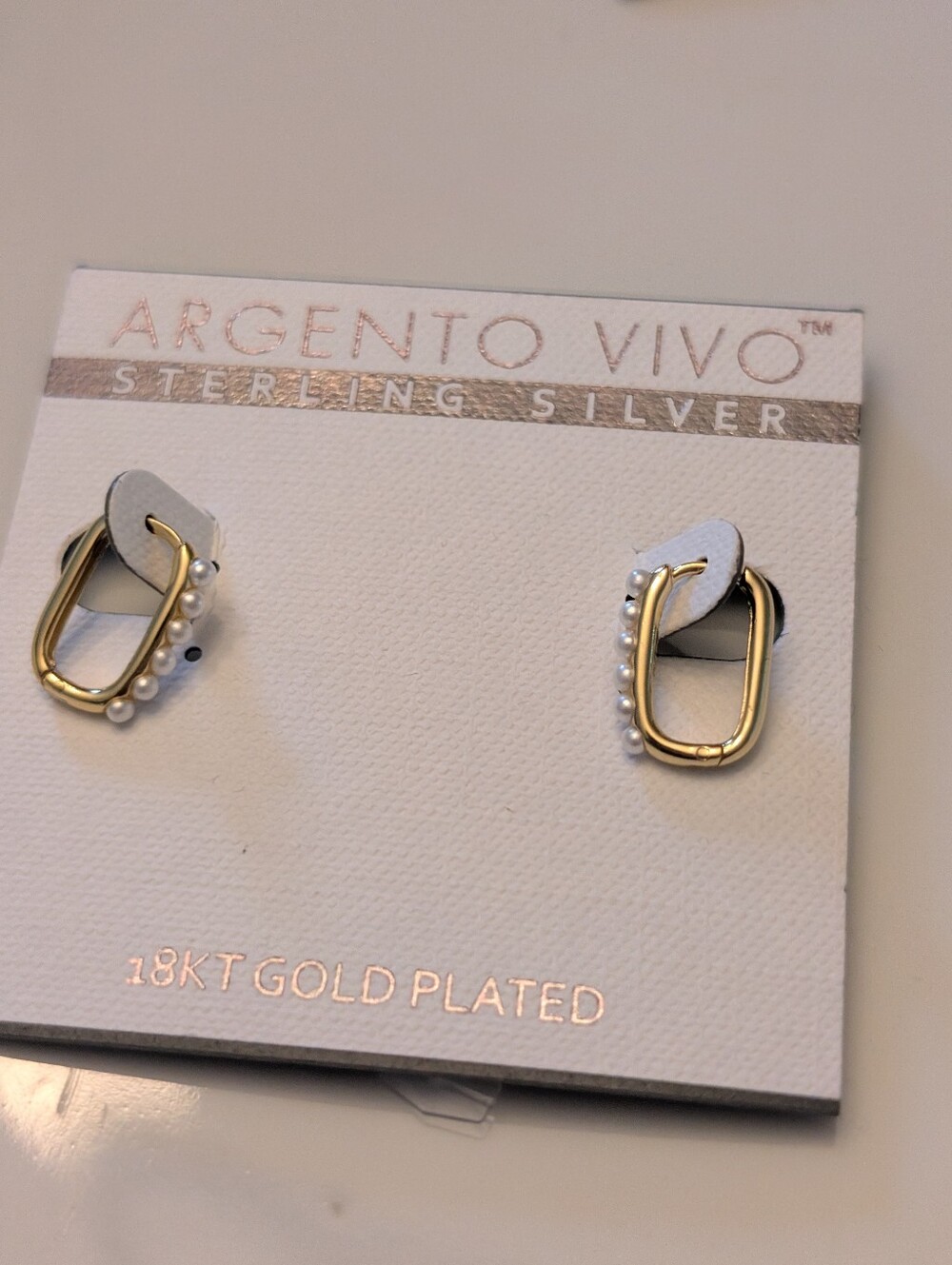 Argento Vivo Gold-Plated Hoop Earrings with White Pearls